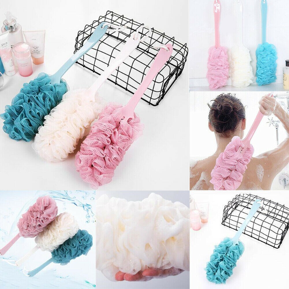 DecorRack Bath Sponge with Handle, Shower Loofah Brush, Back Cleaning Scrubber