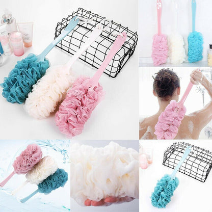 DecorRack Bath Sponge with Handle, Shower Loofah Brush, Back Cleaning Scrubber