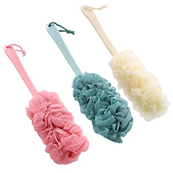 DecorRack Bath Sponge with Handle, Shower Loofah Brush, Back Cleaning Scrubber