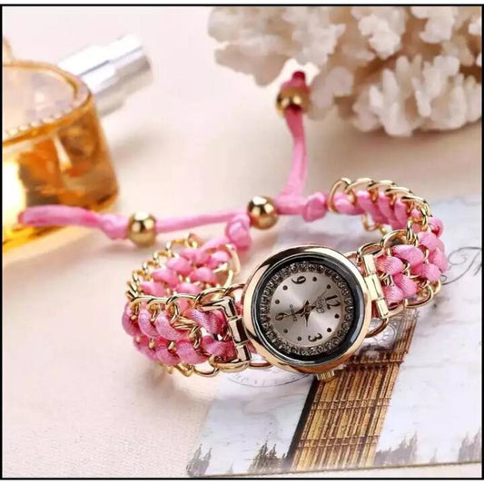 Luxury Stylish Girls Analog Handmade Braided Bracelet Watch Thread Knitted Weaved Strap Women Dress