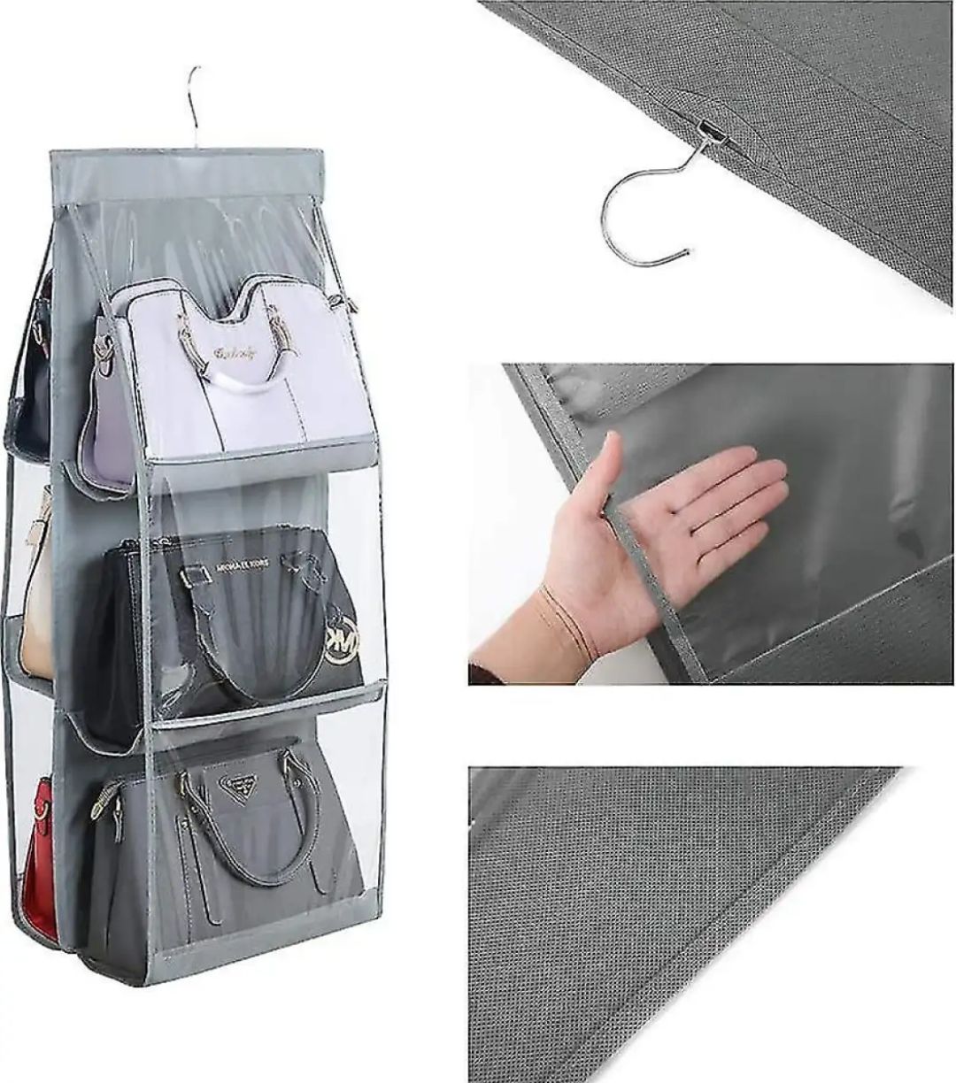 pack of 1 New high qulatiy multipurpose 6 hanging hand bags pocket organizer for bags