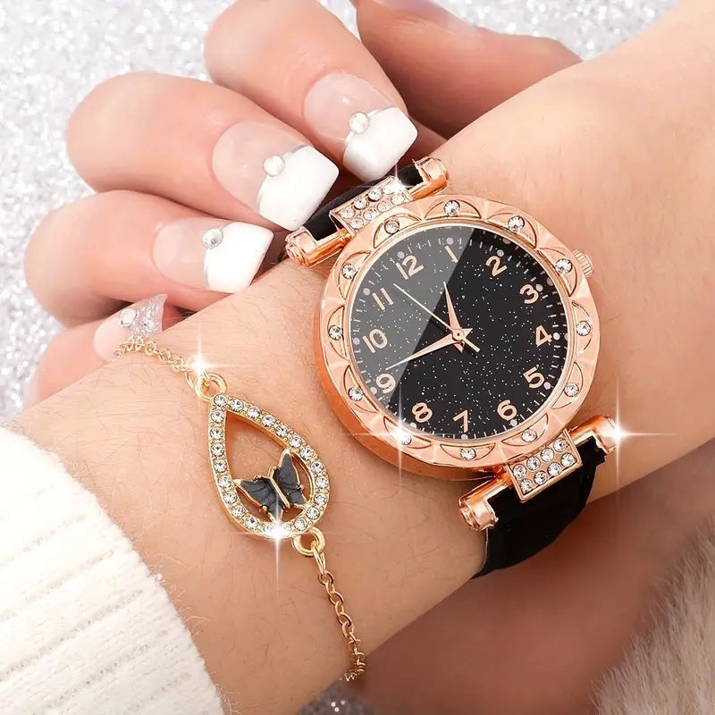 5PCS/Set Luxury Women Watches Rhinestone Fashi5PCS/Set Luxury Women Watches Rhinestone Fashion
