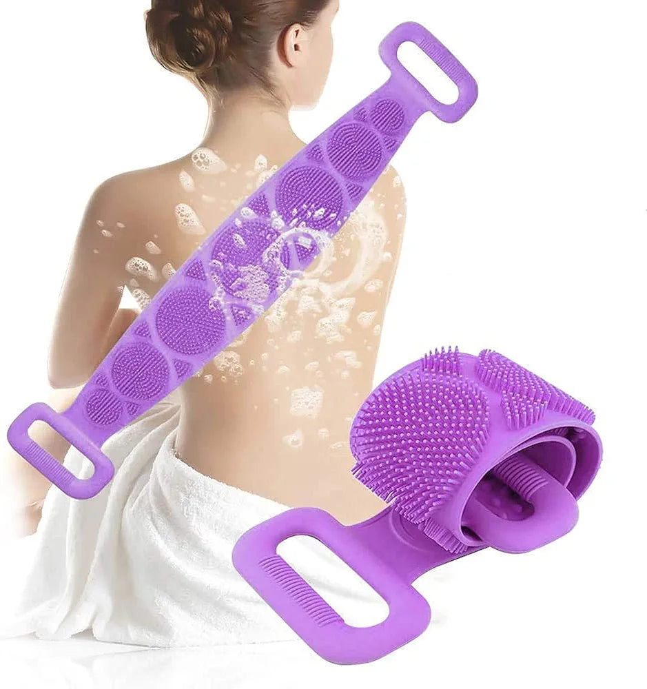 Dealsure Silicone Body Back Scrubber, Double Side Bathing Brush for Skin Deep Cleaning