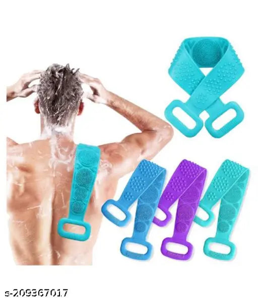 Dealsure Silicone Body Back Scrubber, Double Side Bathing Brush for Skin Deep Cleaning