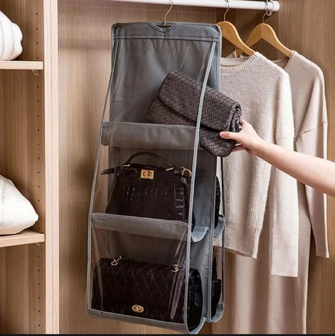 pack of 1 New high qulatiy multipurpose 6 hanging hand bags pocket organizer for bags