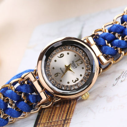 Luxury Stylish Girls Analog Handmade Braided Bracelet Watch Thread Knitted Weaved Strap Women Dress