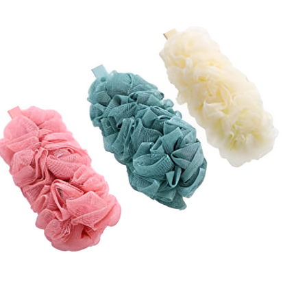 DecorRack Bath Sponge with Handle, Shower Loofah Brush, Back Cleaning Scrubber