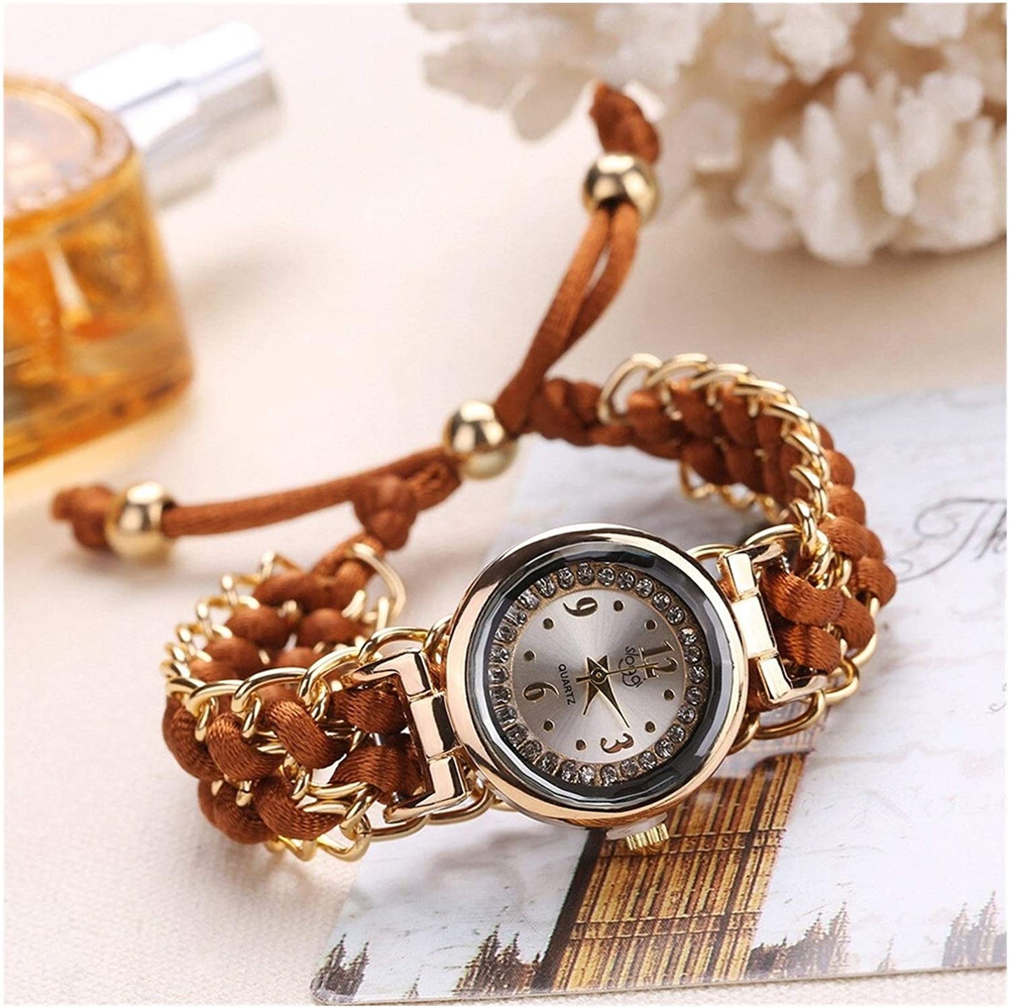 Luxury Stylish Girls Analog Handmade Braided Bracelet Watch Thread Knitted Weaved Strap Women Dress